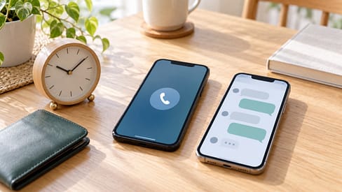 電話とチャットでの相談前に時間と予算を確認するイメージ